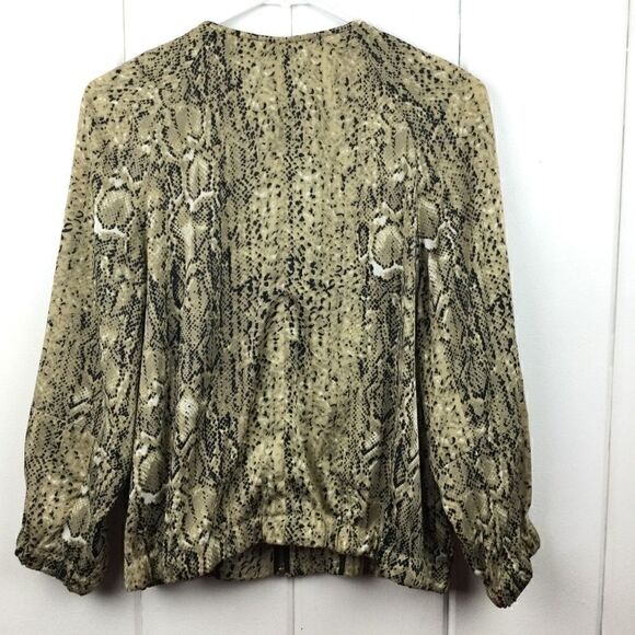 Vince Camuto Tan Black Snakeskin Zip Bomber - M - Picture 7 of 10